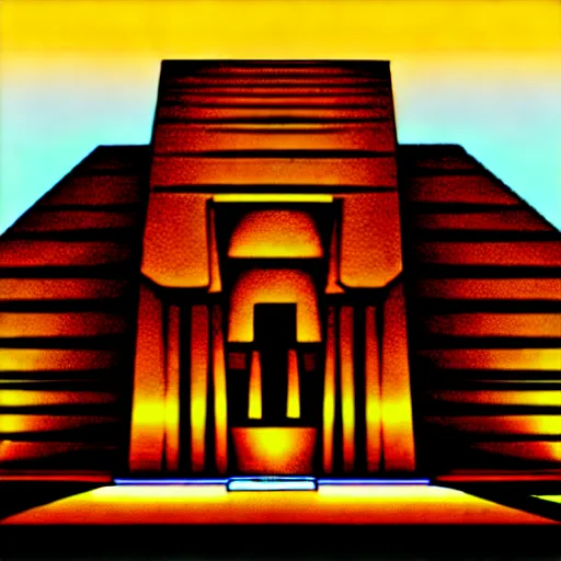 Image similar to ancient egyptian structure, retrowave epic art, trending on art station