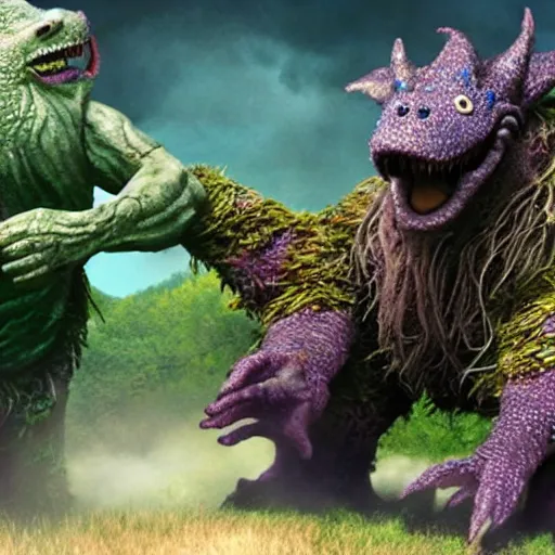 Prompt: the jim henson company creates a zergling.