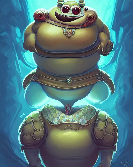 Image similar to a fat slimy anthropomorphic toad wearing regal ornate armor, bust shot, smooth, intricate, elegant, power aura, digital painting, artstation, concept art, high tech fantasy, sharp focus, illustration, art by james jean