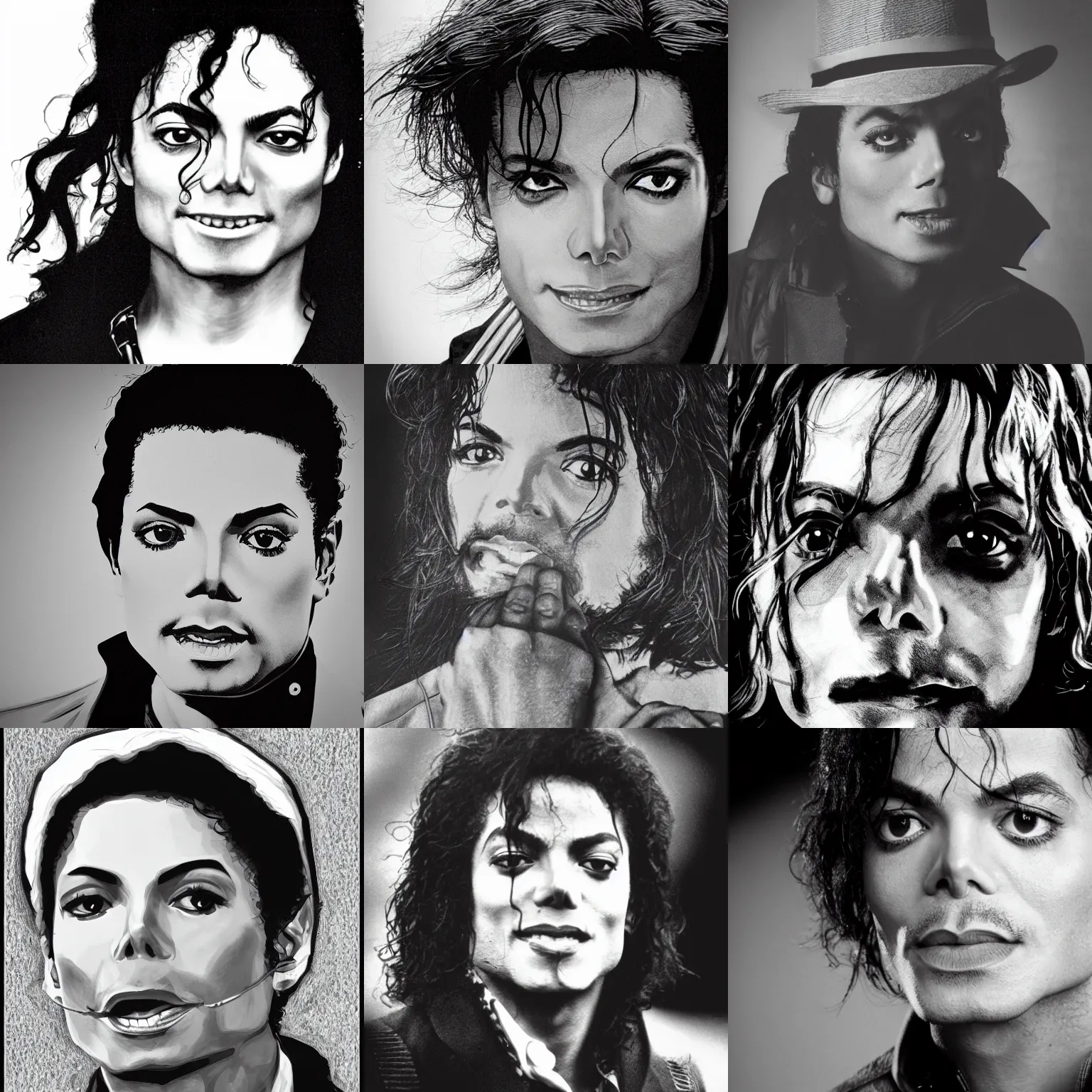 Prompt: Michael Jackson, Michael_jackson, photorealistic, photography, black and white photo headshot
