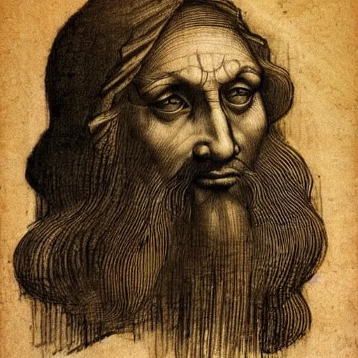 Image similar to sketch of a man face by leonardo da vinci