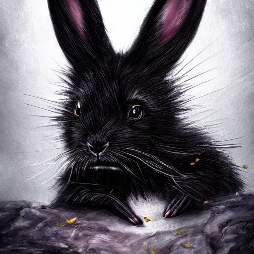 Image similar to fantasy cute black rabbit portrait, fantasy art, concept, art, computer art, high detail, 4 k