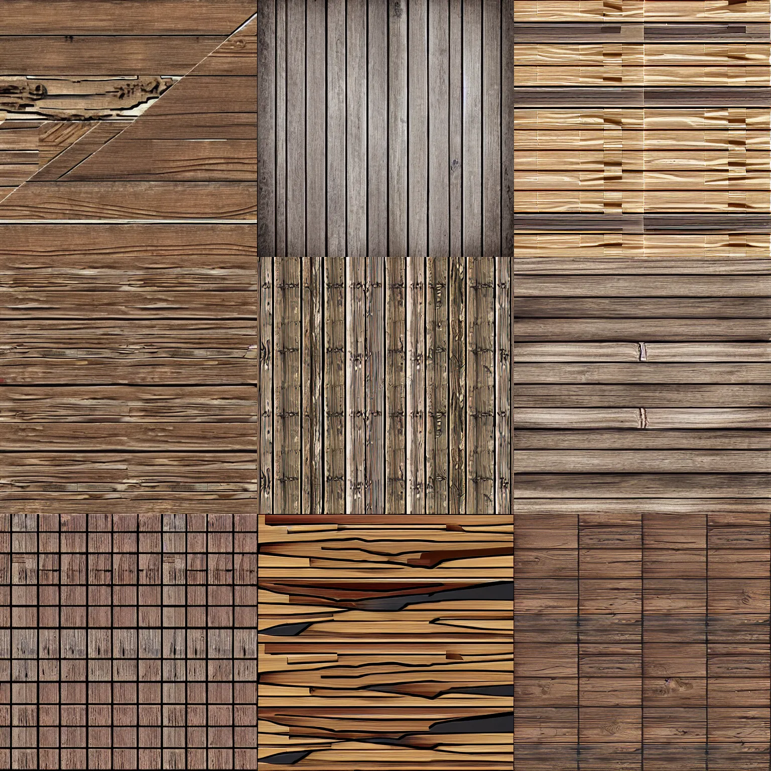 Prompt: tileable bridge wood planks texture, video game asset