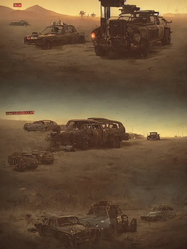 Image similar to mad max by simon stalenhag