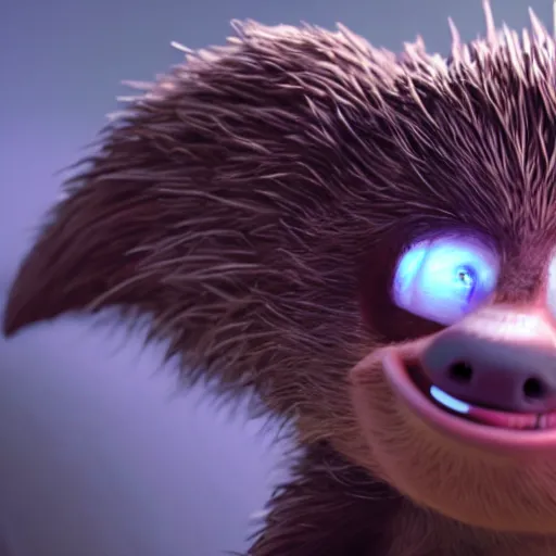 Image similar to sonic the hedgehog as a sloth, weta hyperrealism cinematic lighting and compositon