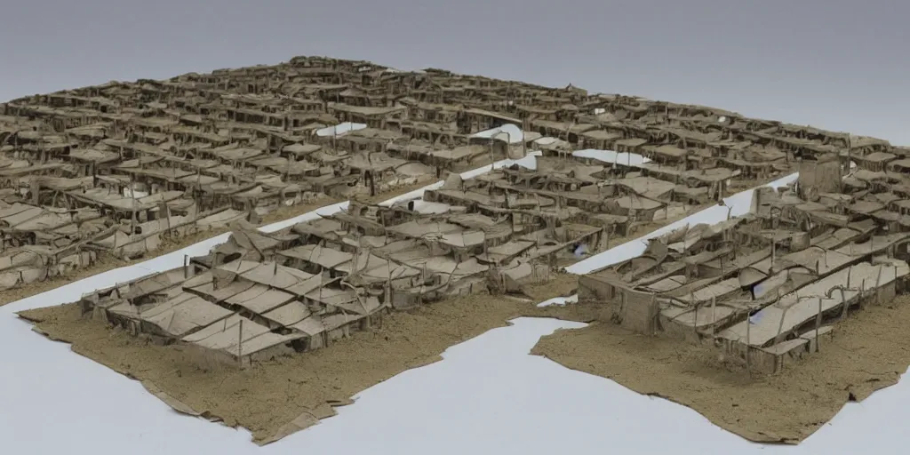 Prompt: architectural model of a chinese xinjiang detention camp