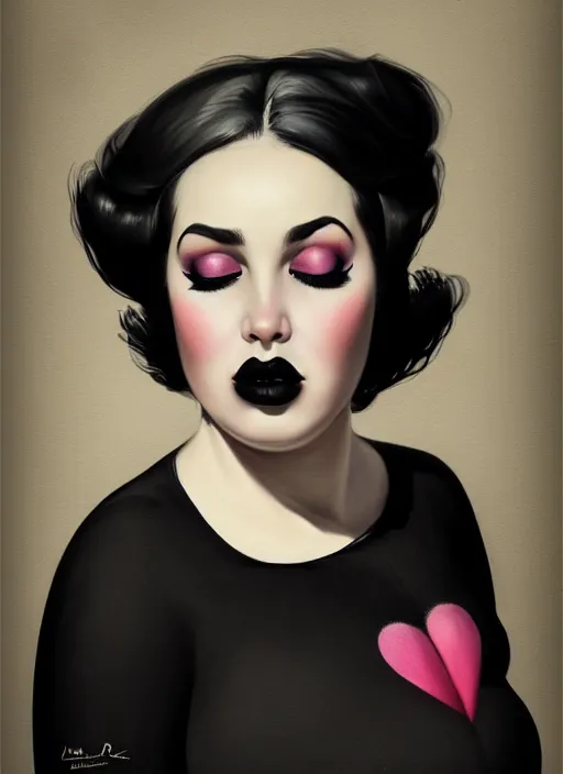 Image similar to portrait of a plump woman with a crooked nose and a confident expression, 1 9 6 0 s, black clothes, goth, punk, brightly coloured hair, funk, intricate, elegant, highly detailed, digital painting, artstation, concept art, smooth, sharp focus, illustration, art by wlop, mars ravelo and greg rutkowski