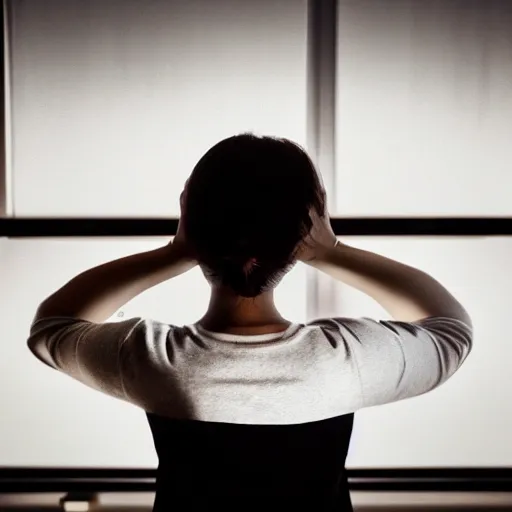 Image similar to angry woman looking at monitor typing on keyboard photo dramatic lighting from behind