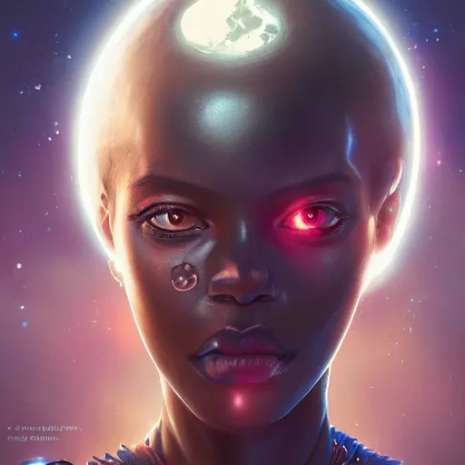 Image similar to african space pirate, science fiction, highly detailed, digital painting, beautiful eyes, symmetry, concept art, sharp focus, illustration, global illumination, radiant light, detailed and intricate environment, art by artgerm and greg rutkowski and magali villeneuve and ilya kuvshinov!