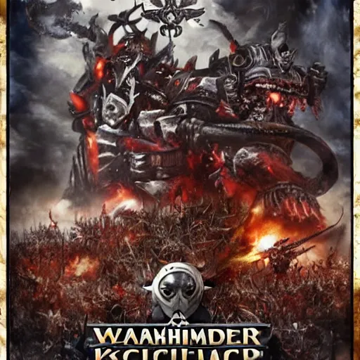 Prompt: warhammer movie poster by kekai kotaki