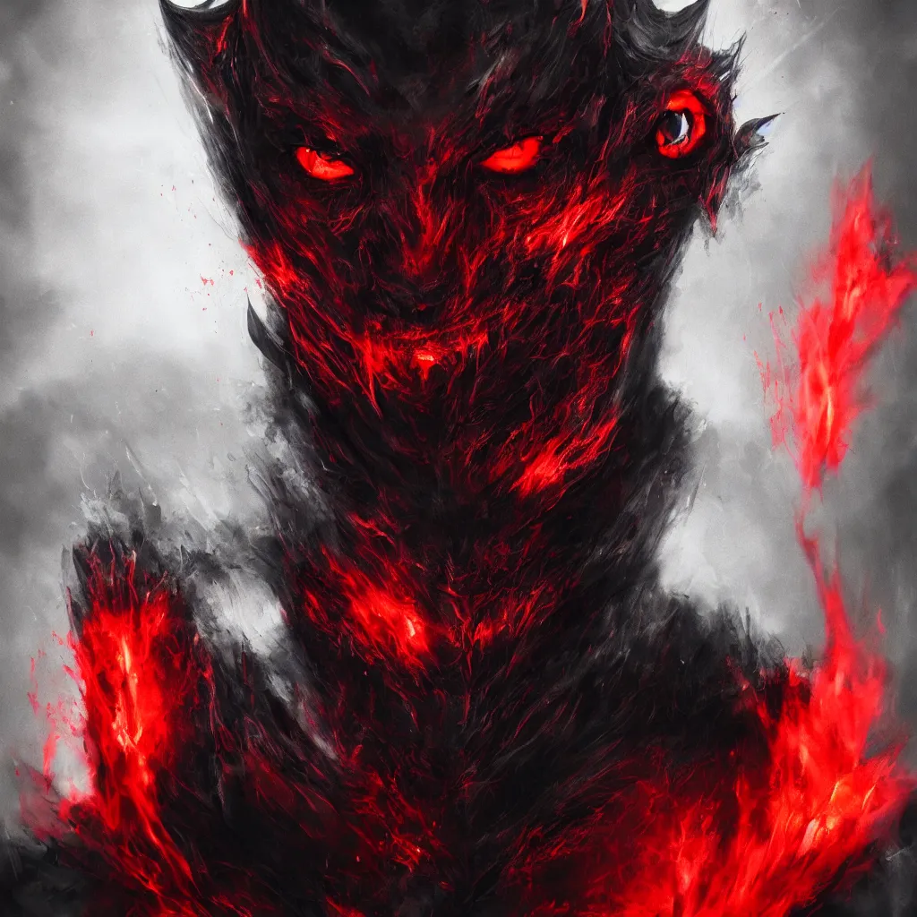 Prompt: a scary devil face with soft red color and black color with bloodshot and luminous eyes ,against a hellish background with a lot of smoke, darkart, hyperdetailed, hyperealistic, cinematography, 16k, 3D, Artstation, Deviantart, very beautiful