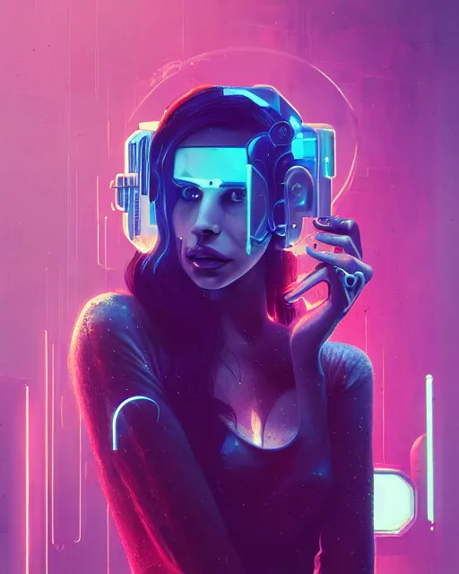 Image similar to portrait of lana del rey as a cyberpunk cyborg. sci - fi intricate abstract. intricate artwork, tear drops, roses, by tooth wu, wlop, beeple, dan mumford. concept art, octane render, trending on artstation, greg rutkowski, asymmetrical, cinematic arthouse, key art, hyper realism, iridescent accents