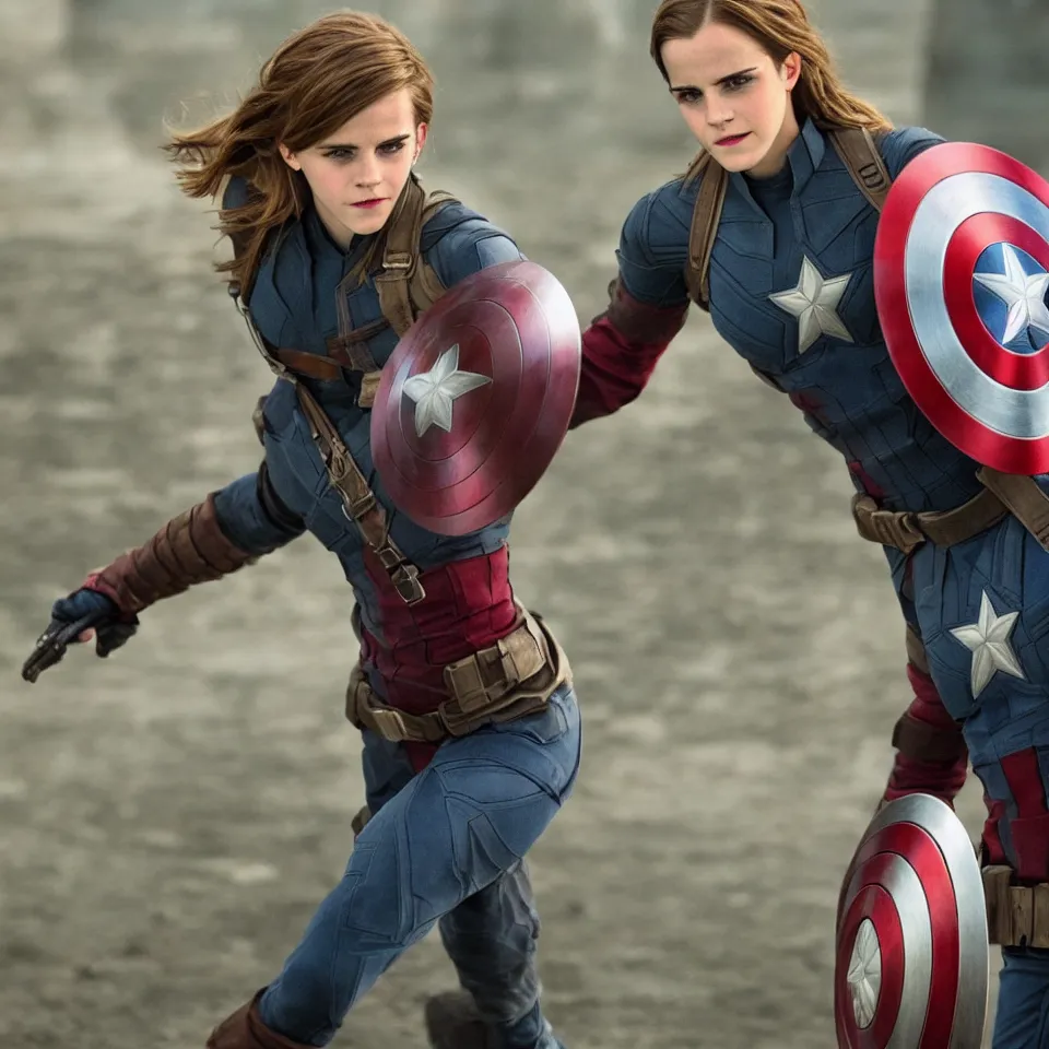 Image similar to Emma Watson as Captain America