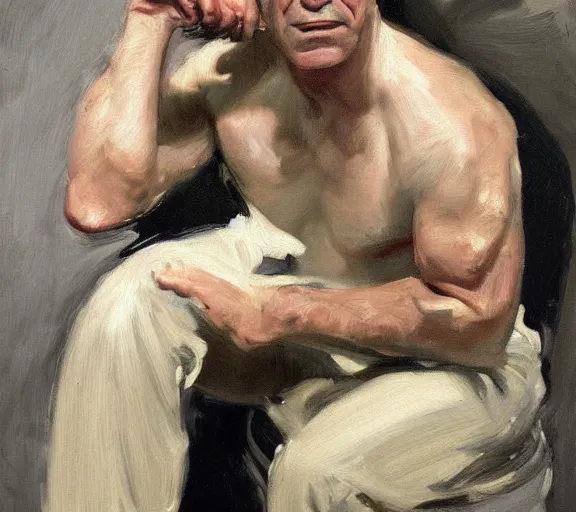 Image similar to a hyper-detailed oil painting of Robert DeNiro by John Singer Sargent; anatomically correct