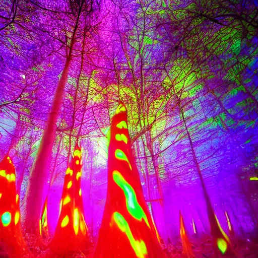 Prompt: macro photo of luminous magic psychedelic mushroom in magic forest