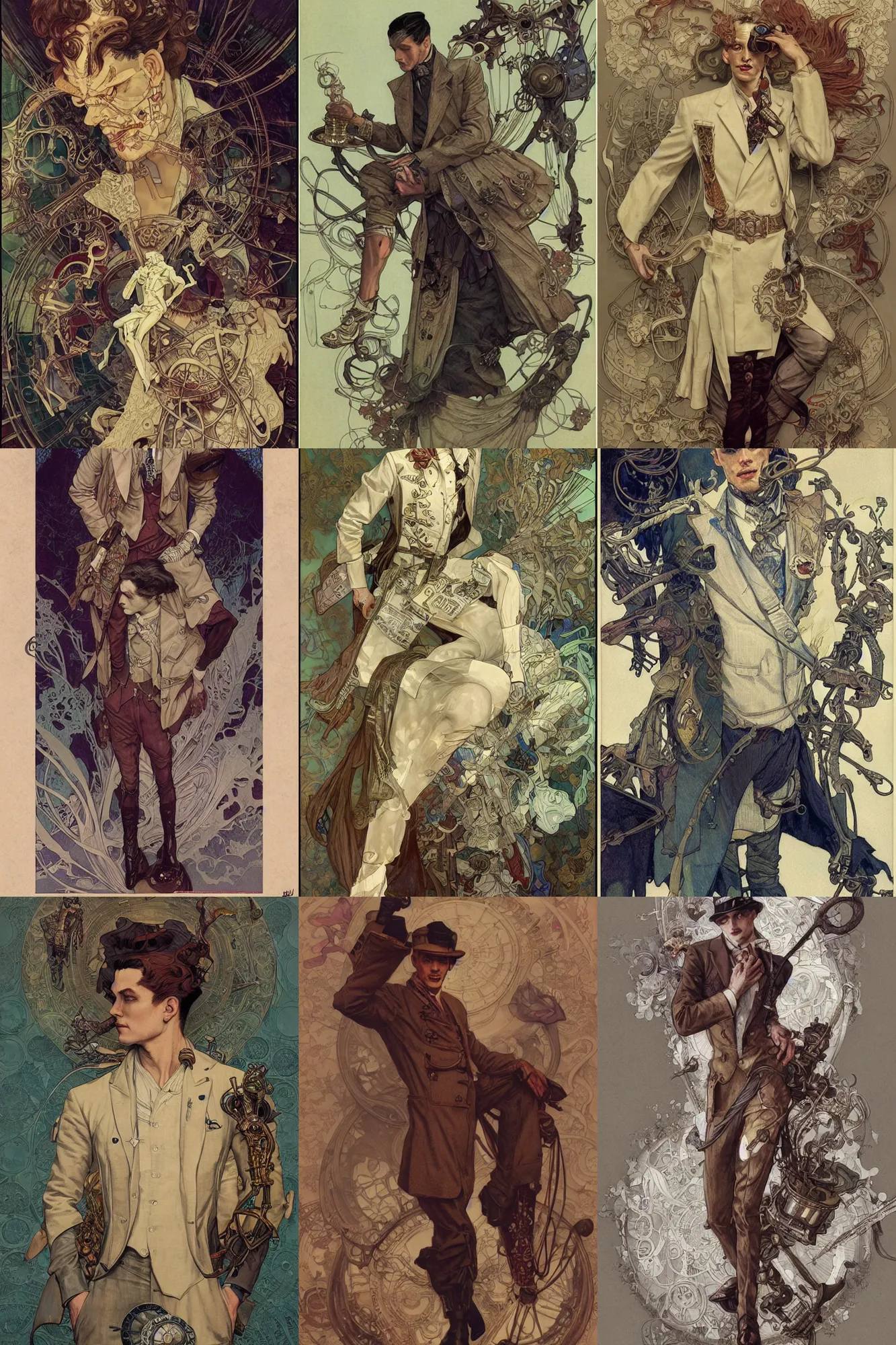 Prompt: male physician, 1 9 2 0 s fashion, fantasy, detailed, intricate, smooth, art by joseph leyendecker, peter mohrbacher, ruan jia, marc simonetti, ayami kojima, cedric peyravernay, alphonse mucha, victo ngai