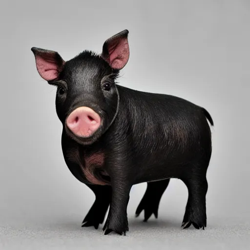 Image similar to a miniature pig in a suit