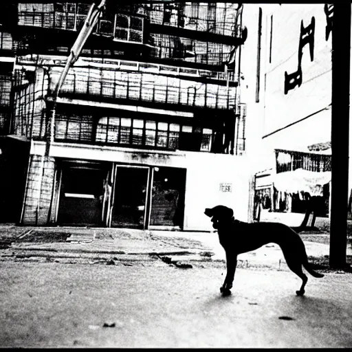 Prompt: the stray dog, by daido moriyama,