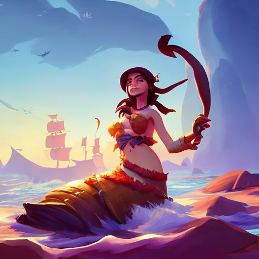 Image similar to jack the pirate mermaid on sea of thieves game avatar hero, behance hd by jesper ejsing, by rhads, makoto shinkai and lois van baarle, ilya kuvshinov, rossdraws global illumination