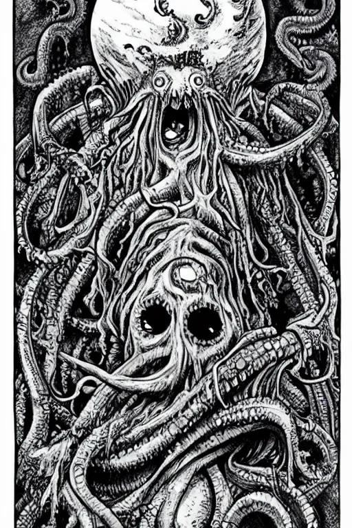 Image similar to In his house at R'lyeh, dead Cthulhu waits dreaming.