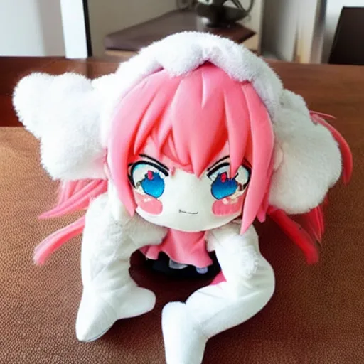 Image similar to cute fumo plush of the kind of girl who forgets her keys inside the house on a regular basis