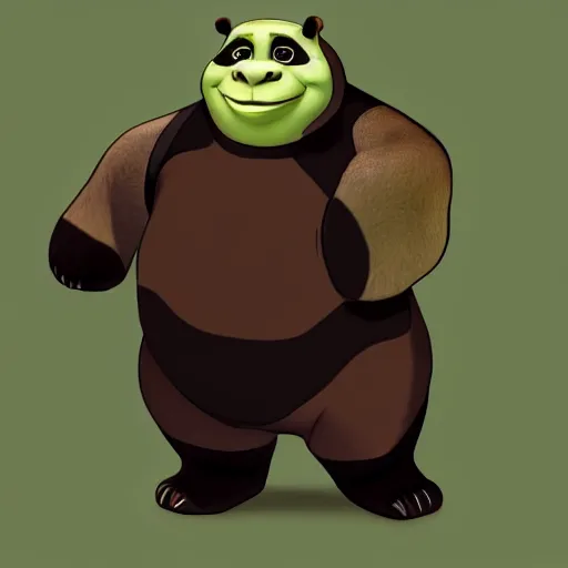 Image similar to Full body portrait of Panda Shrek, disney , trending on artstation, trendy on 9gag funny