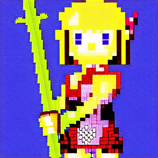 Image similar to pixel art of girl with sword, nintendo