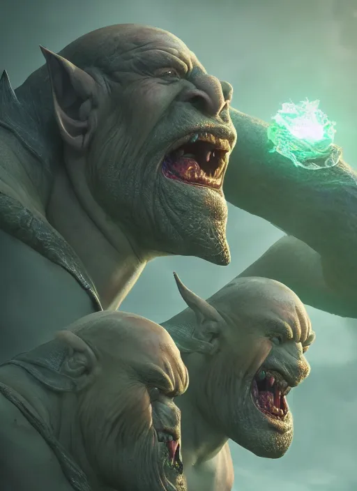 Prompt: twin - headed ogre, ultra detailed fantasy, elden ring, realistic, dnd character portrait, full body, dnd, rpg, lotr game design fanart by concept art, behance hd, artstation, deviantart, global illumination radiating a glowing aura global illumination ray tracing hdr render in unreal engine 5