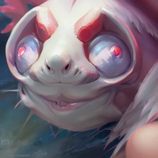 Prompt: anime portrait of an axolotl by Stanley Artgerm Lau, WLOP, Rossdraws, James Jean, Andrei Riabovitchev, Marc Simonetti, and Sakimichan, trending on artstation