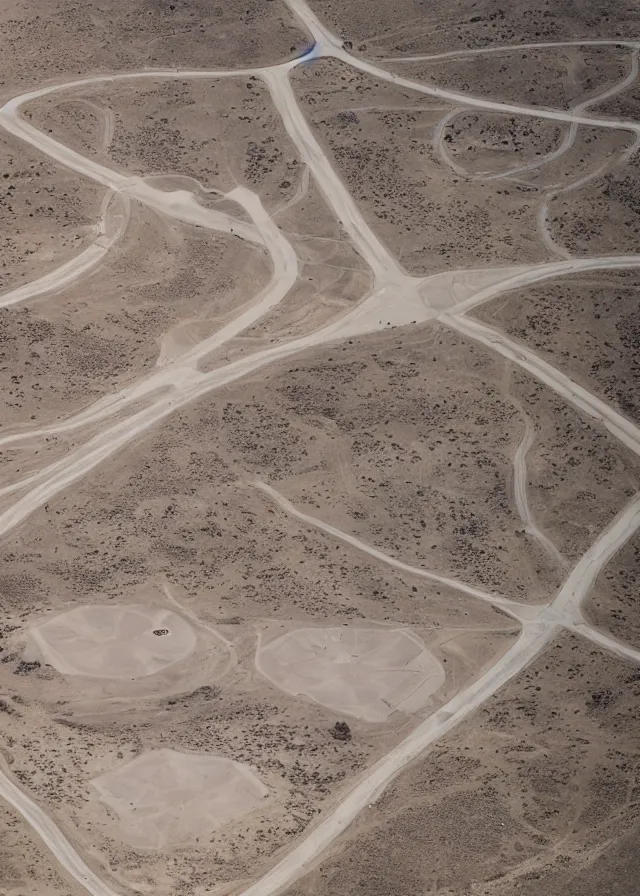 Prompt: aerial view of area 51