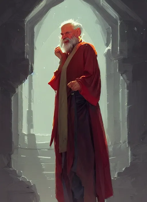 Image similar to old man with short beard, long hair! robes! modern, colourful!! highly detailed, digital painting, artstation, concept art, sharp focus, illustration, by greg rutkowski