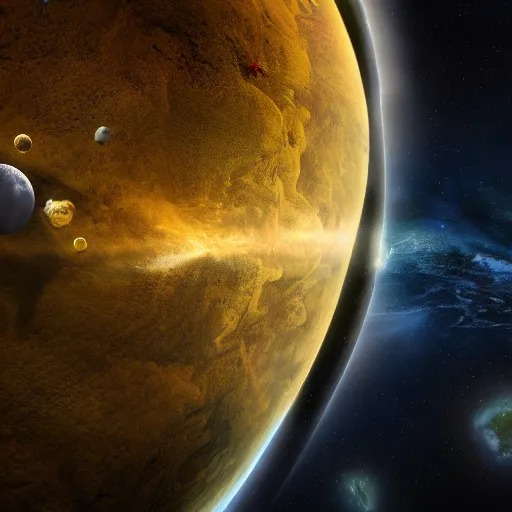 Image similar to earth in space, 4 k, highly detailed, cgsociety, trending on artstion, matte painting, concept art