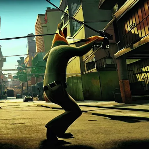 Image similar to max payne 4 set in zootopia