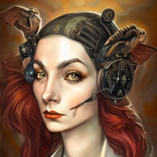 Image similar to a dieselpunk portrait in the style of anna dittmann and donato giancola and charles dulac.