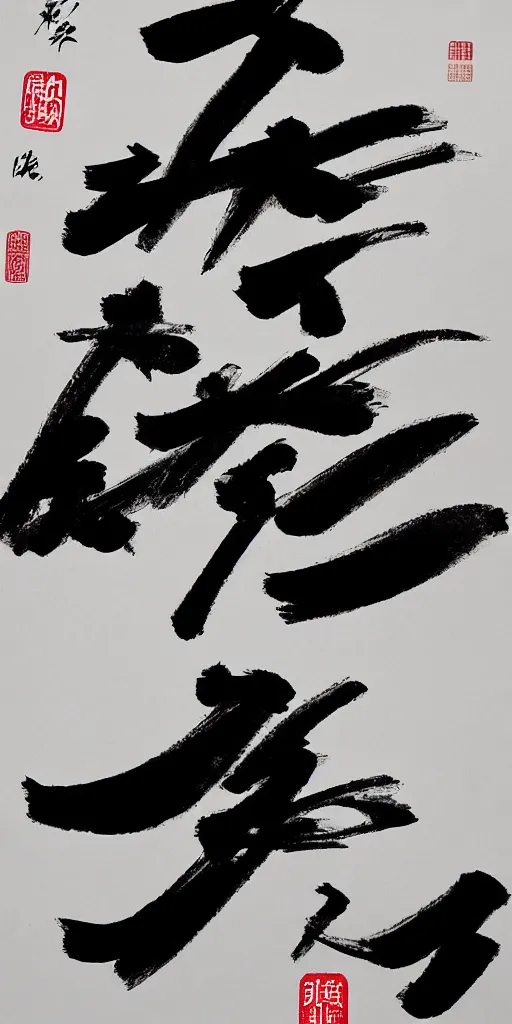 Image similar to high quality big chinese ink strokes, black and white, brush