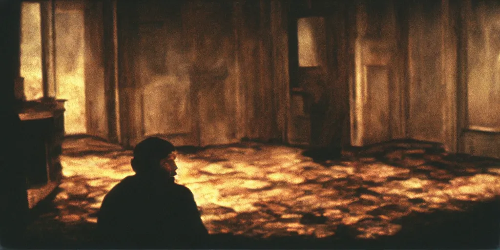 Image similar to detailed medium format photo, polaroid still from tarkovsky movie, sleazy man watching over the zone while smoking a cigarette, haze, high production value, intricate details, 8 k resolution, hyperrealistic, hdr, photorealistic, high definition, tehnicolor, award - winning photography, masterpiece, amazing colors