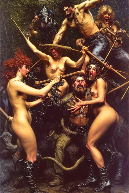 Image similar to beavers punks, ighly detailed painting by gustave dore, donato giancola, joseph christian leyendecker, wlop, boris vallejo