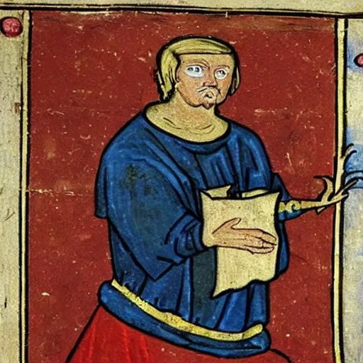 Image similar to medieval painting of donald trump