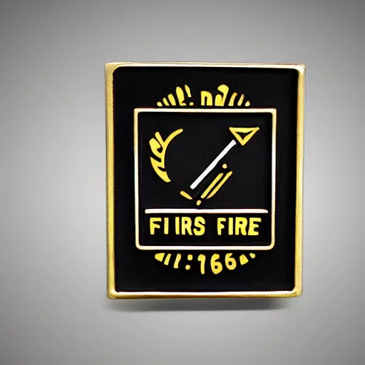 Prompt: a photo of a retro 1 9 6 0 s minimalistic clean fire warning label enamel pin, studio lighting, behance