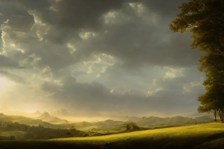 Prompt: a beautiful landscape photo of arcadia, cinematic atmospheric masterpiece, award winning, 4 k, hyperdetailed