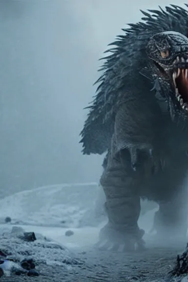 Image similar to very very intricate photorealistic photo of a thwomp in an episode of game of thrones, photo is in focus with detailed atmospheric lighting, award - winning details