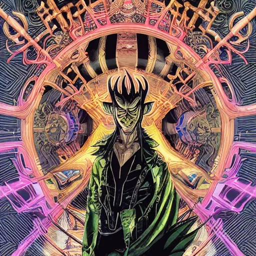 Image similar to portrait of crazy loki, symmetrical, by yoichi hatakenaka, masamune shirow, josan gonzales and dan mumford, ayami kojima, takato yamamoto, barclay shaw, karol bak, yukito kishiro