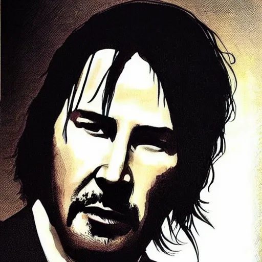 Image similar to “ keanu reeves retro minimalist portrait by jean giraud, moebius starwatcher comic, 8 k ”