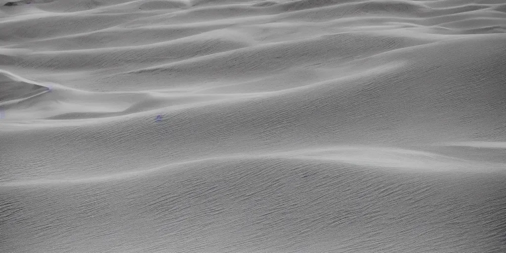 Prompt: National Geographic photograph of windswept sand dunes. Realistic.