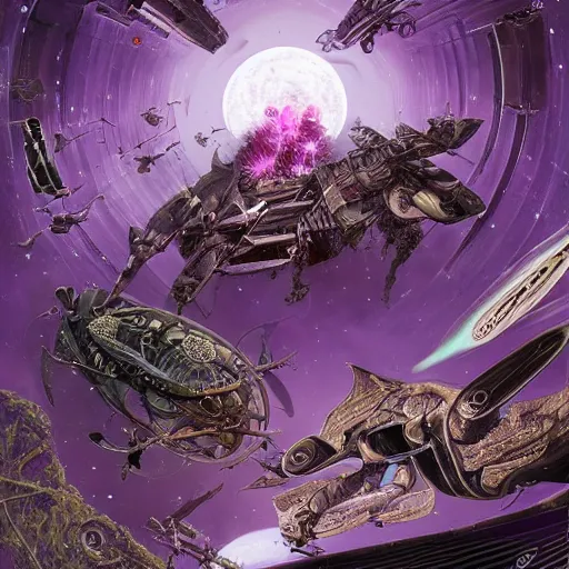 Image similar to sci fi, fantasy, hyper detailed, purple