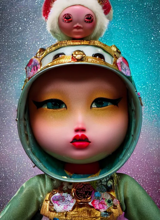 Image similar to closeup profile portrait of tin toy eskimo igloo bikini girl, depth of field, zeiss lens, detailed, symmetrical, centered, fashion photoshoot, by nicoletta ceccoli, mark ryden, lostfish, breathtaking, 8 k resolution, extremely detailed, beautiful, establishing shot, artistic, hyperrealistic, octane render