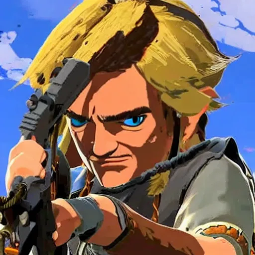 Image similar to quentin tarantino in the video game breath of the wild