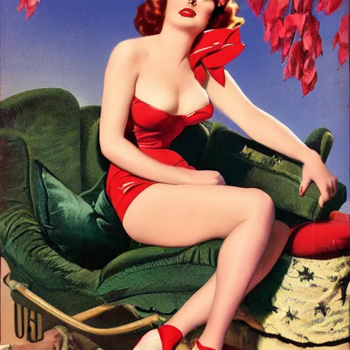 Prompt: a pinup by gil elvgren.