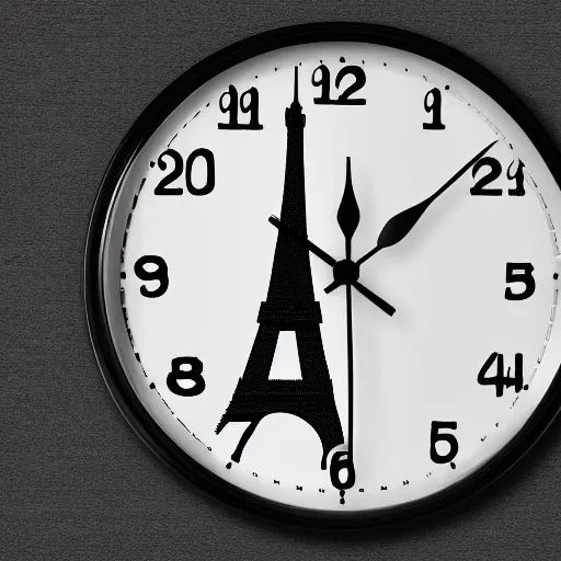 Image similar to a clock with eiffel tower as hours hands