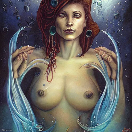 Prompt: portrait of an underwater queen, by gerald brom